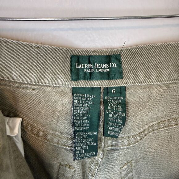 Lauren Ralph Lauren Pants Womens Tan Khaki Denim Mom Jeans Minimal Modern Size 6 - Picture 3 of 11